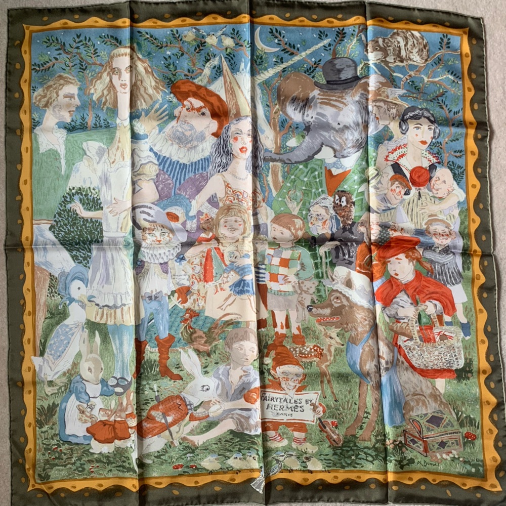 Fairytales Vintage Silk Scarf Carre 90